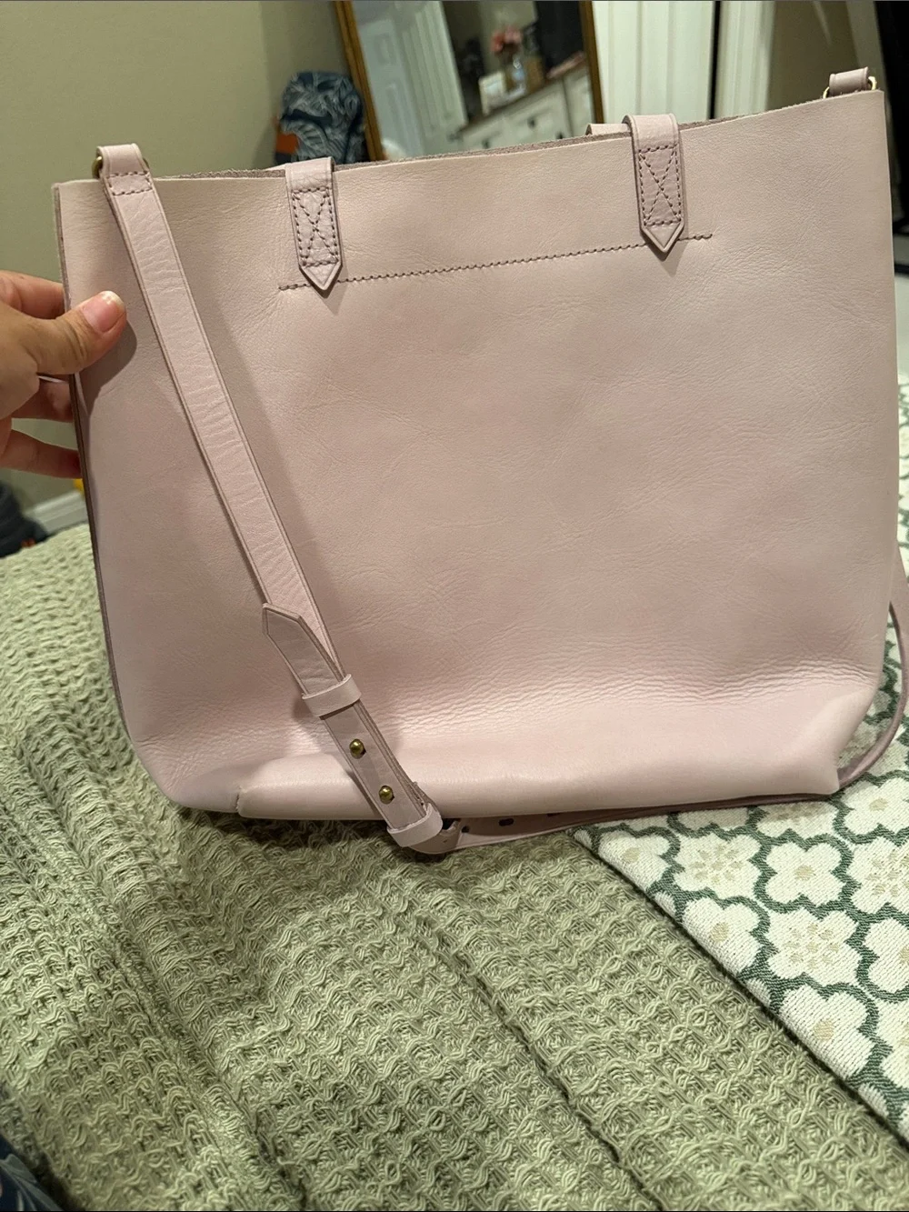 Madewell Leather Tote Bag in Dusty Rose